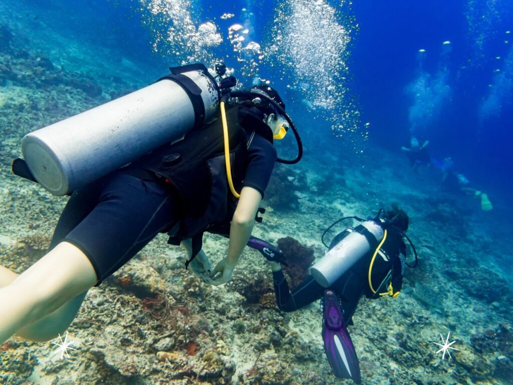 Diver at Grand Island reef, Goa